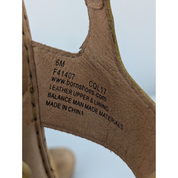Born Yellow Leather Platform Mae Strappy Sandals Cork Wedge Heel Women's sz 6M - Picture 12 of 12